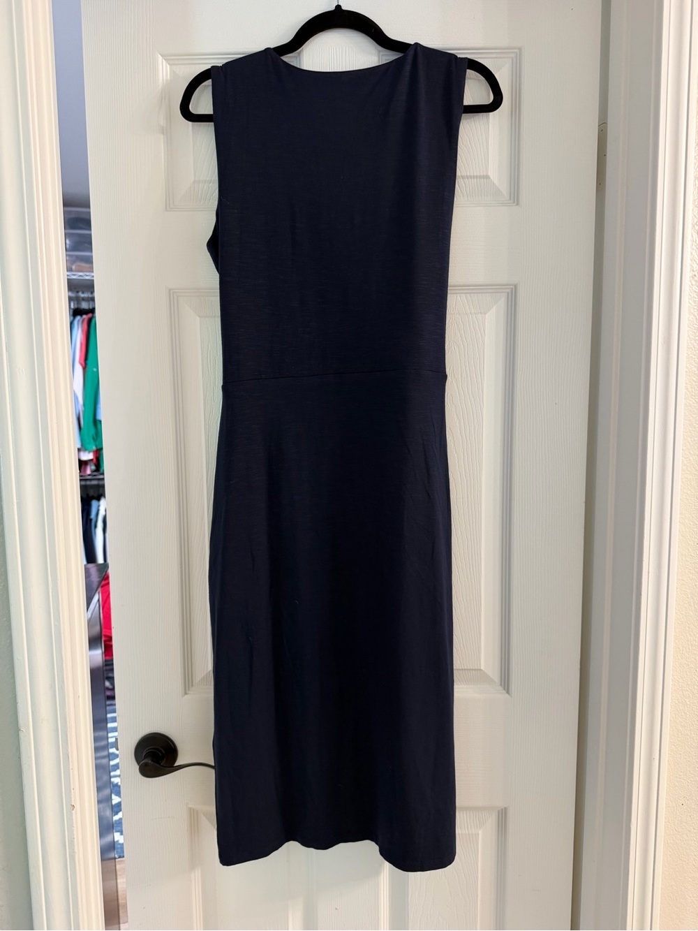 NWT White House Black Market Navy Blue Draped Wrap Dress – Size 14 - Picture 3 of 7